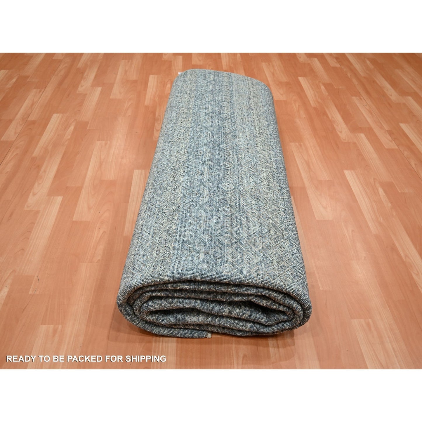 9'X12'2" Gray Kohinoor Small Repetitive Design Soft Wool Hand Knotted Rug
