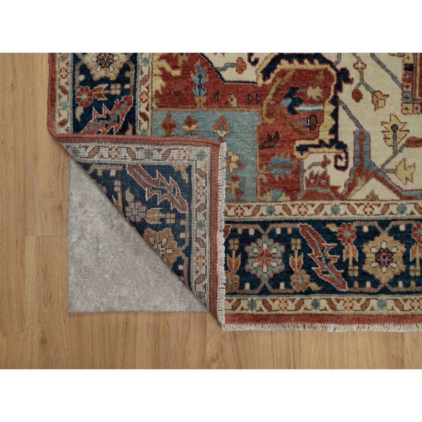 6'3"X9'1" Red Antiqued Heris Recreation Hand Knotted New Zealand Wool Rug