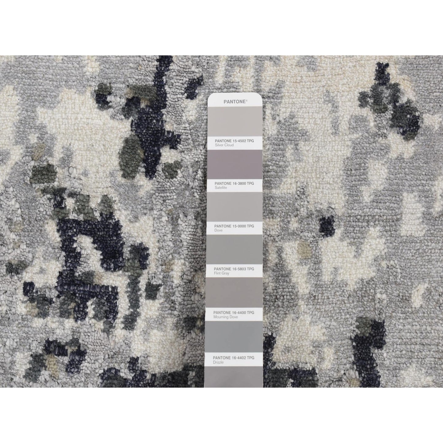 2'7"X6'2" Black Abstract Design Wool And Silk Hand Knotted Runner Rug