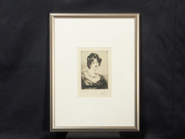 Clment Serveau Signed Drypoint "Woman With Necklace" Portrait W/ Paris Stamp