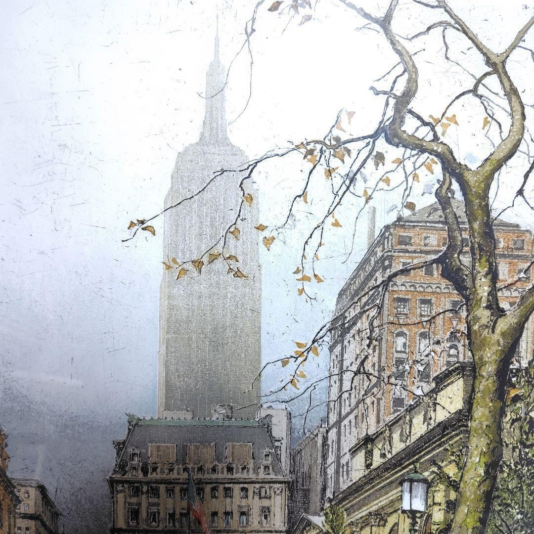 Robert Kasimir Color Etching "New York Empire State Building" Signed, Framed