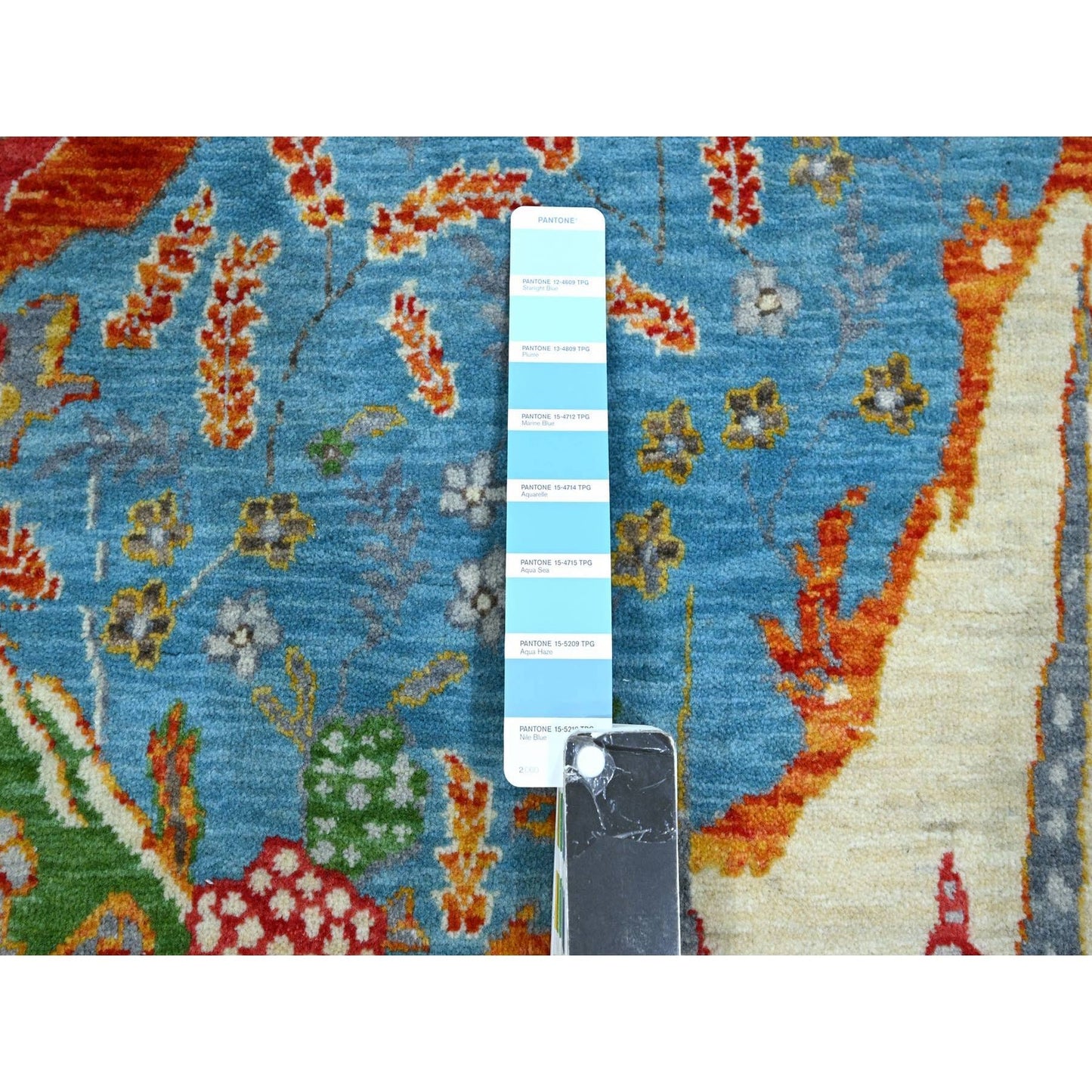 8'X10' Blue Pictorial Mountain, Tree Scenery Design Hand Knotted Wool Rug