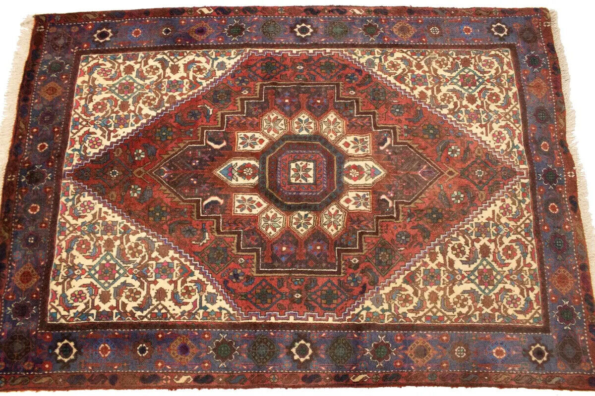 Vintage Handmade Oriental Rug Floral Geometric