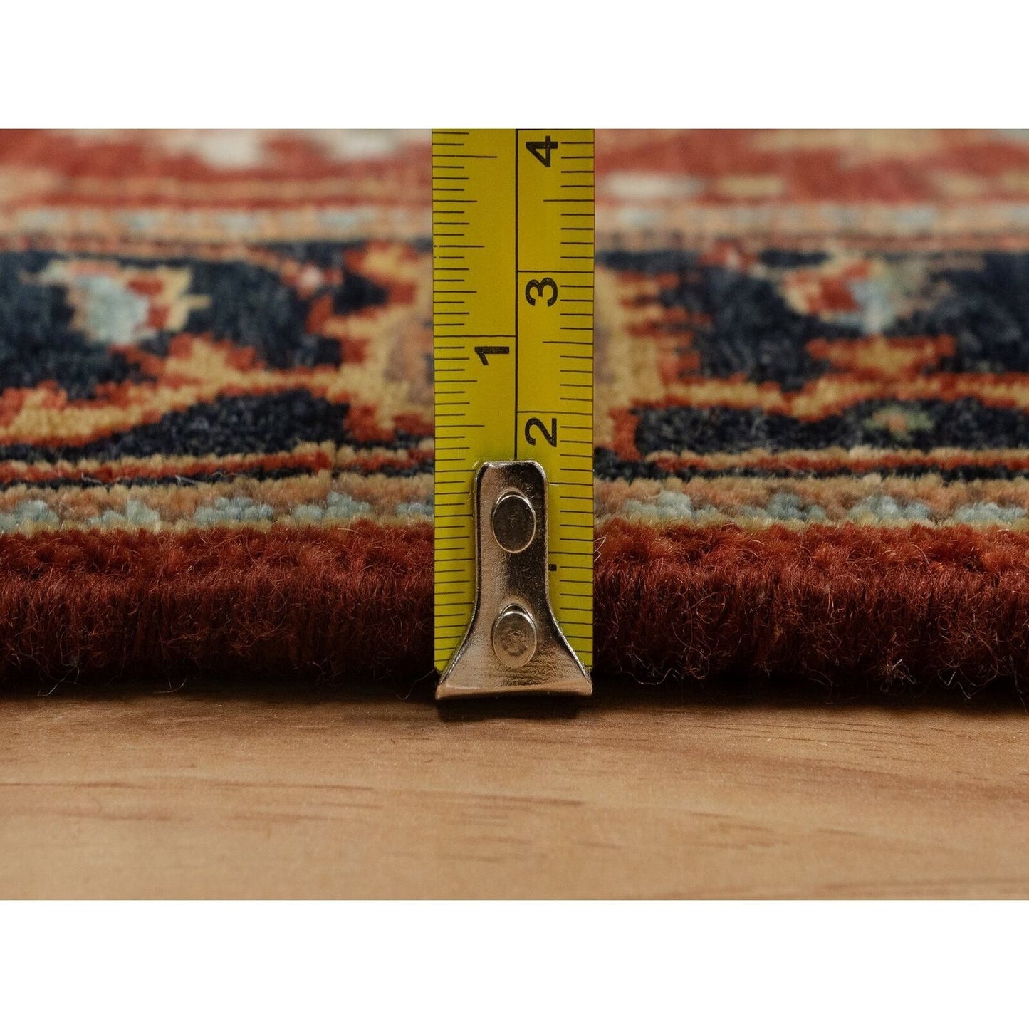 2'6"X7'9" Ruby Red Hand Spun Wool Heris Revival Hand Knotted Runner Rug