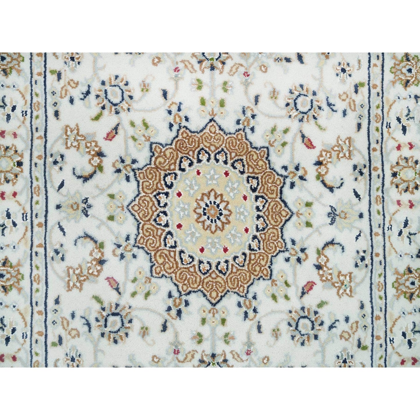 2'6"X22'9" White Hand Knotted Nain Design 250 Kpsi Wool Xl Runner Rug