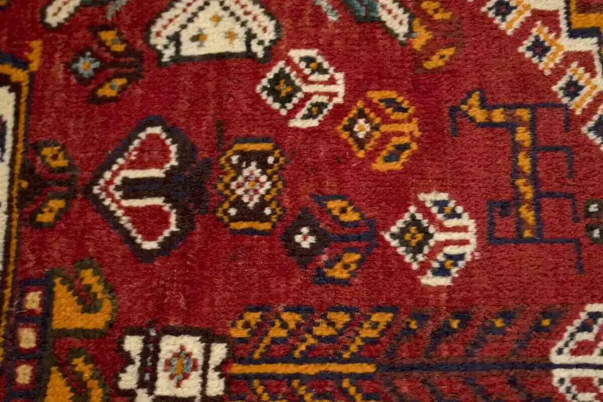 Handmade Vintage Oriental Area Rug Geometric