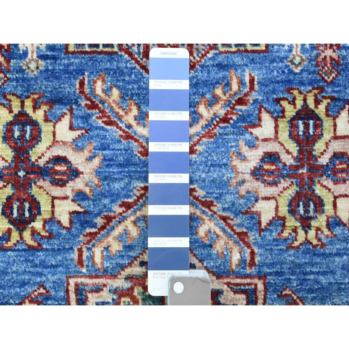 2'7"X10' Blue Afghan Super Kazak Pure Wool Hand Knotted Runner Rug