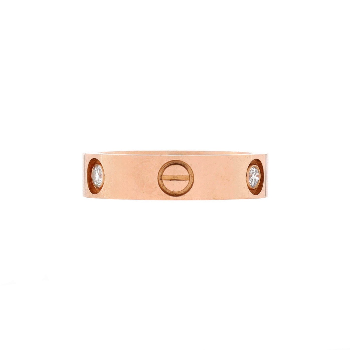 Cartier Love 3 Diamonds Band Ring 18K Rose Gold With Diamonds