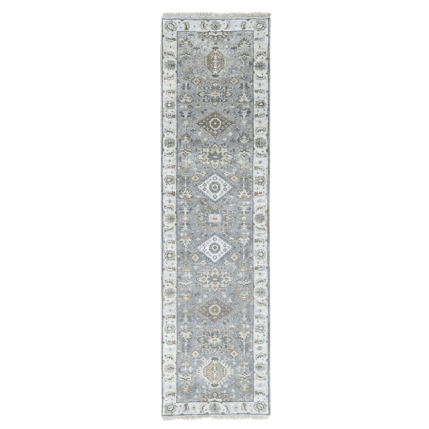 2'7"X10' Colorado Gray Wool Karjihooz Geometric Design Oriental Rug