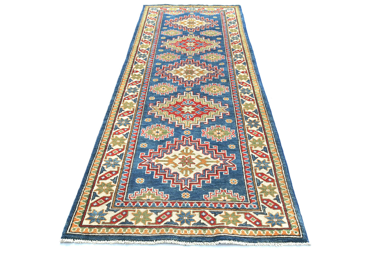 Kazak Oriental Runner Rug Tribal Geometric