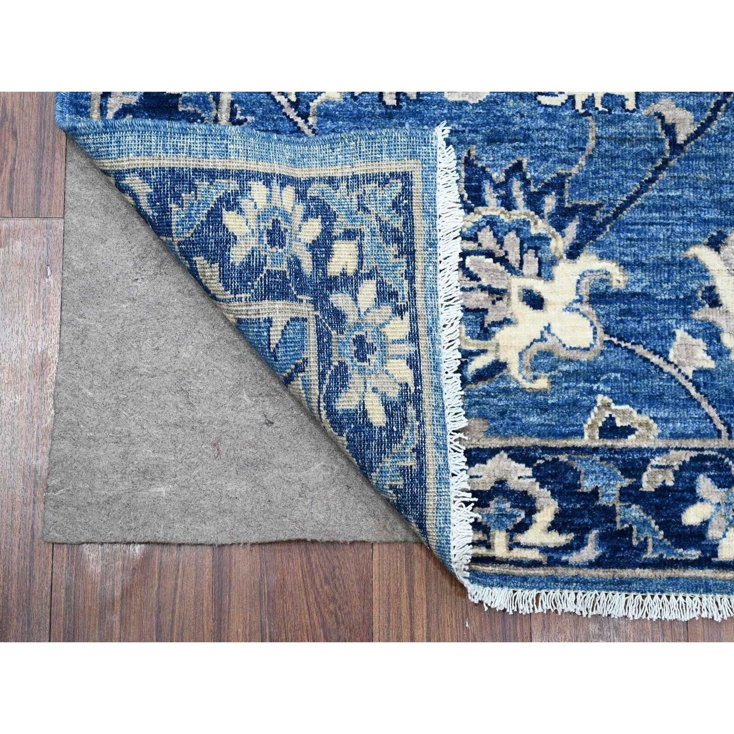 2'10"X8'3" Blue Hand Knotted Pure Wool Mahal Design Runner Oriental Rug