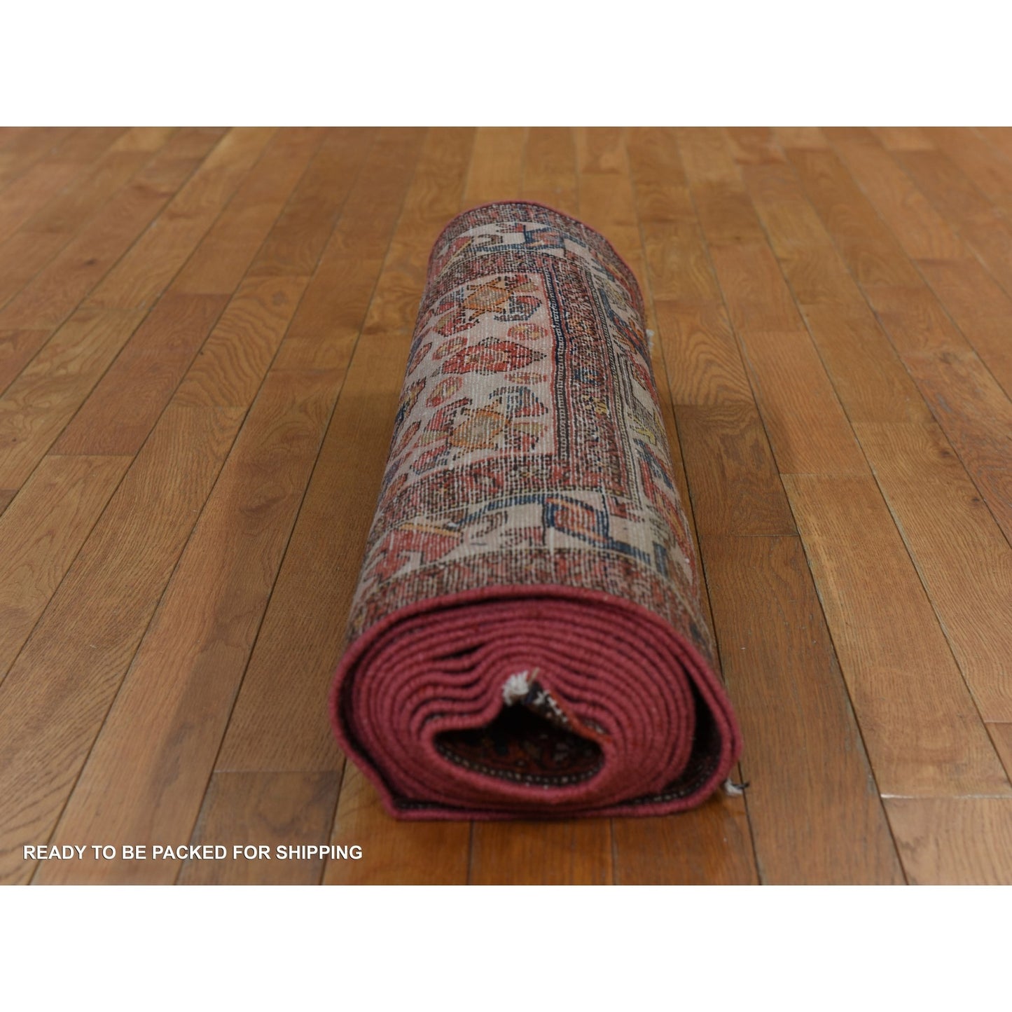 3'1"X16'3" Blue With Red Antique Zoroastrian Hand Knotted Wool Runner Rug