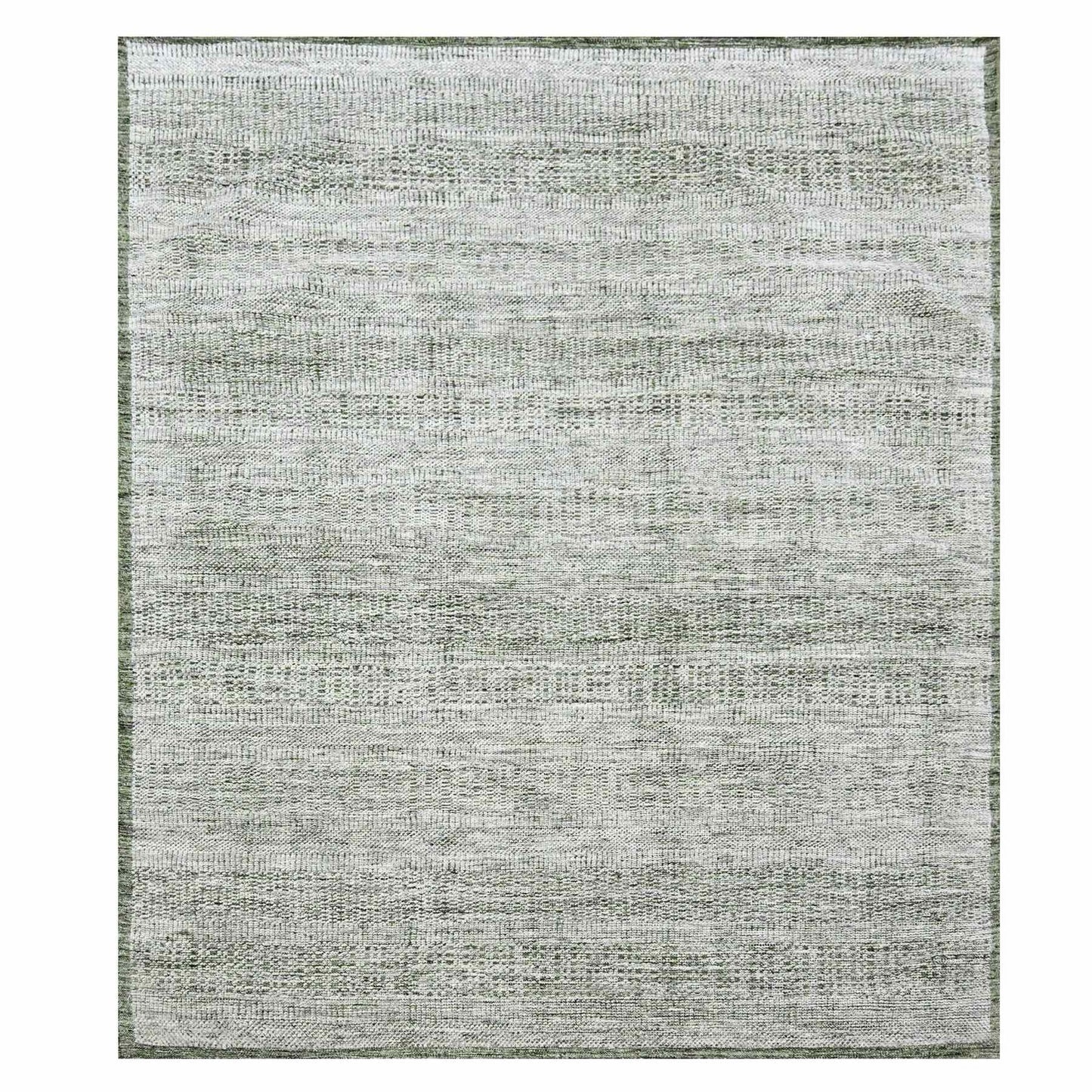 10'2"X10'2" Green & White Grass Design Pure Wool Hand Knotted Square Rug