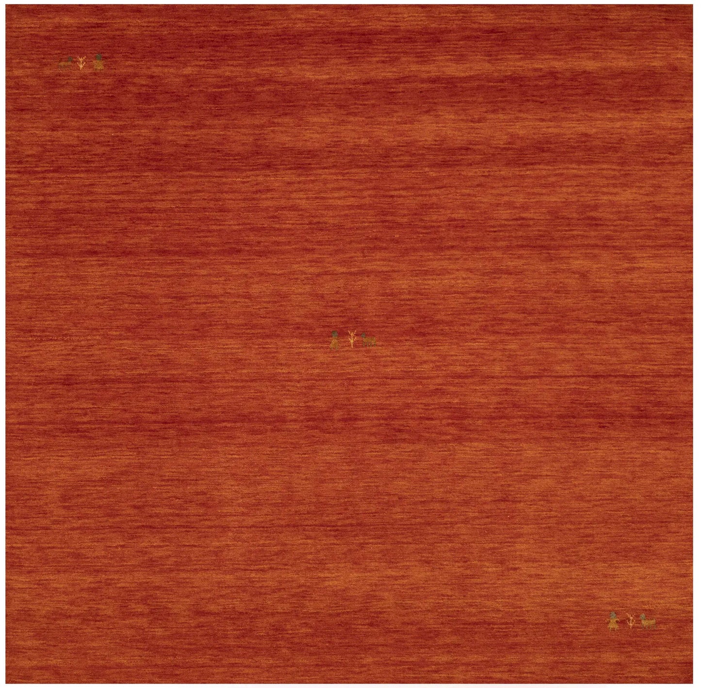 Orange-Red Gabbeh Modern Square Rug Wool Tribal
