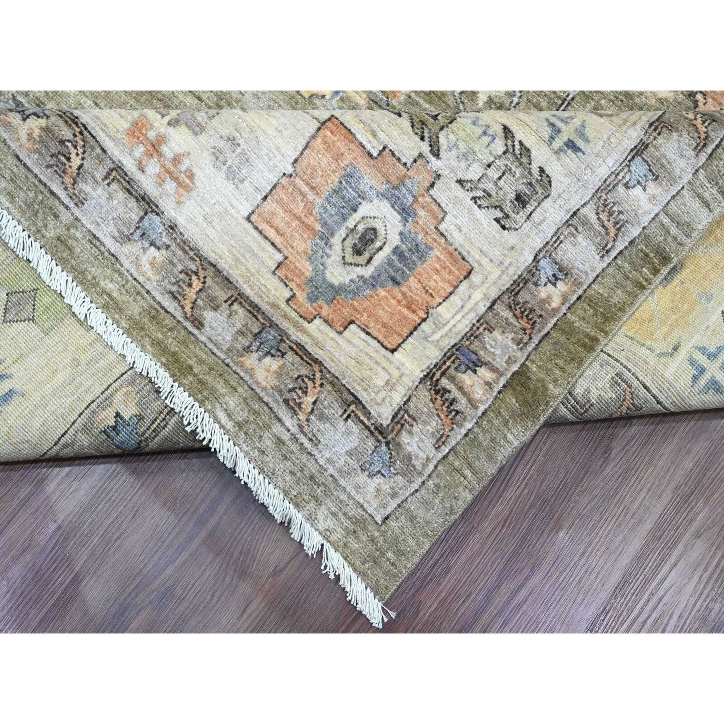 10'X13'8" Cedar Brown Seeripe Heris Revival Ghazni Wool Hand Knotted Rug