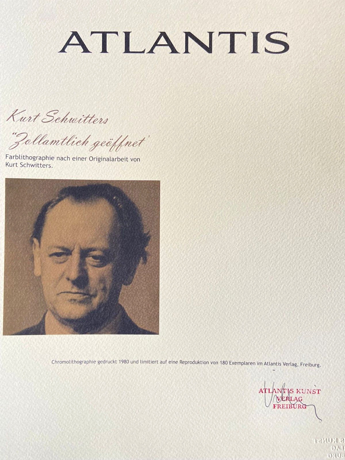 Kurt Schwitters Lithograph 1980