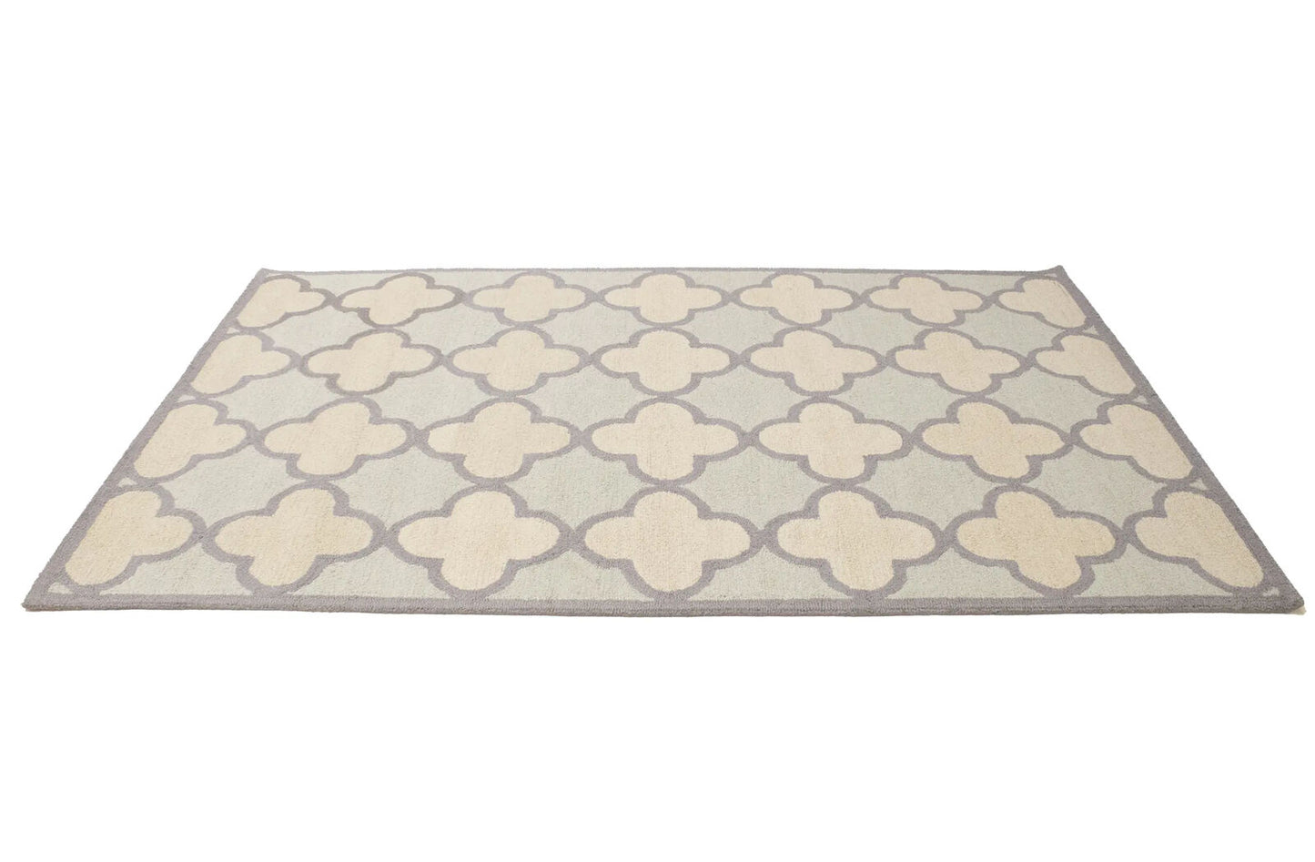 Cream & Mauve Trellis Design 5X8 Hand-Tufted