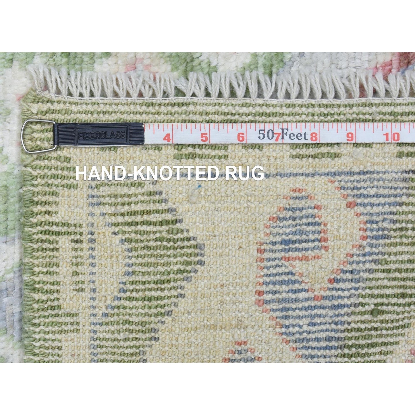 3'10"X12' Colorful Inspired Large Elements Hand Knotted Wool Runner Rug