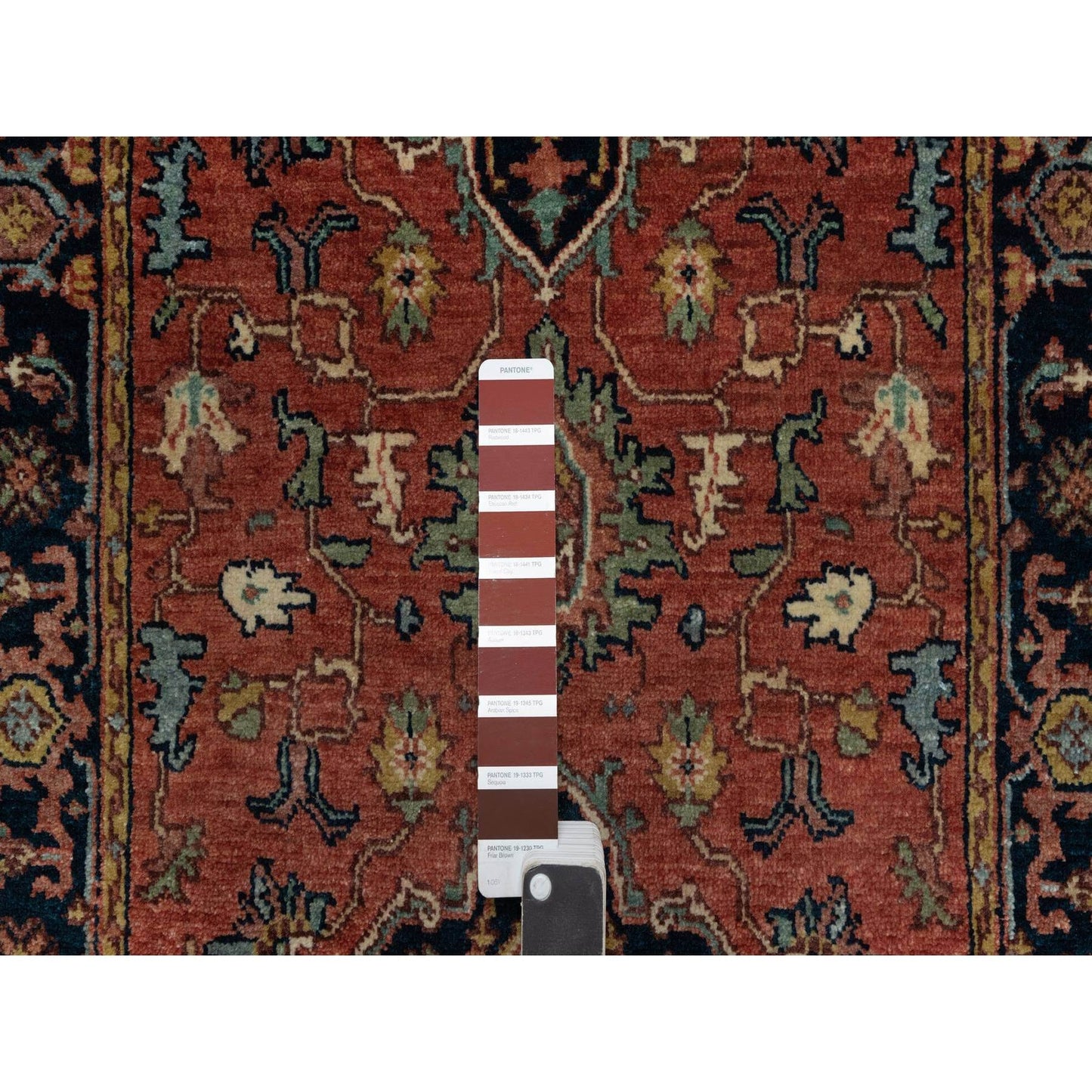 2'6"X8'3" Red Antiqued Heriz Re-Creation All Wool Hand Knotted Runner Rug
