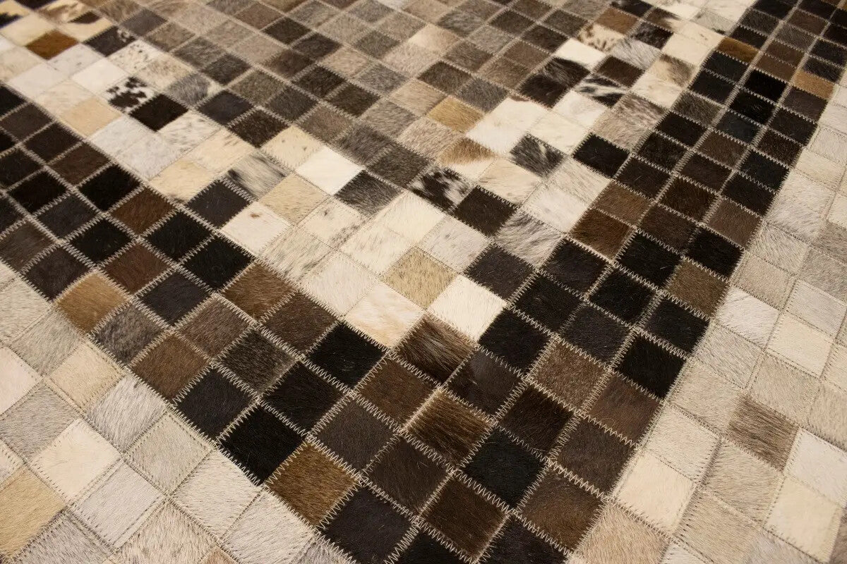 8X10 Ft Contemporary Multicolored Cowhide Leather