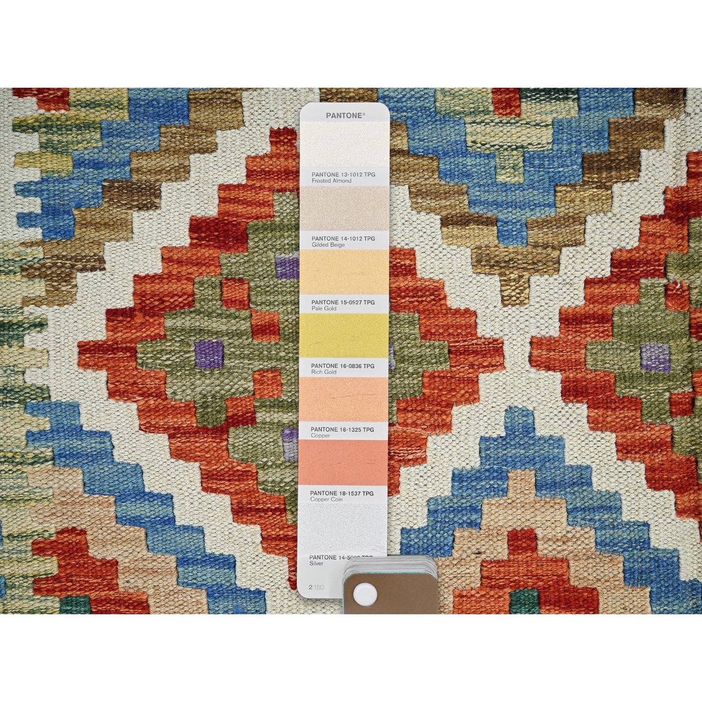5'X6'7" Ivory Afghan Kilim Geometric Pure Wool Flat Weave Hand Woven Rug