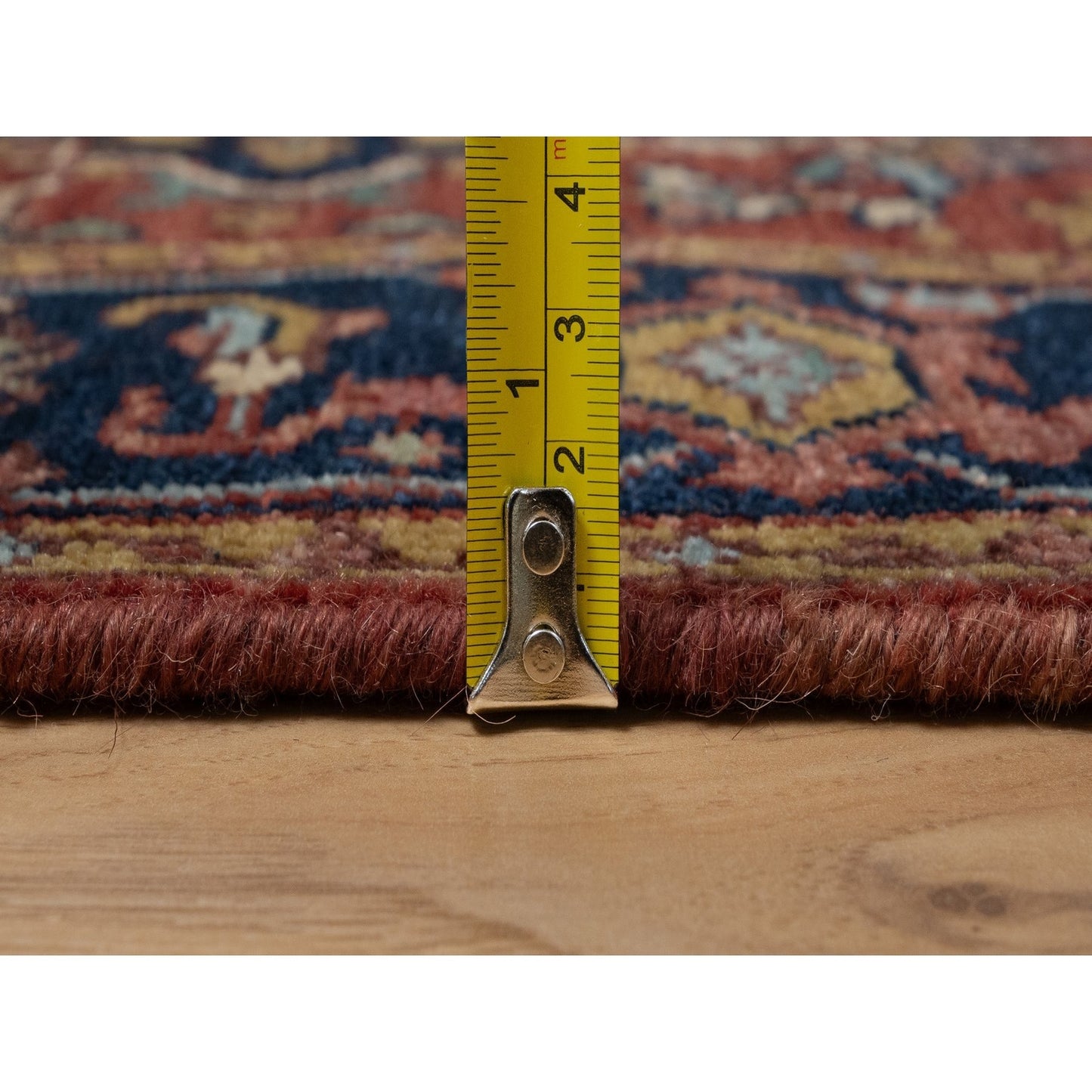2'7"X10' Red Antiqued Fine Heris Re-Creation Hand Knotted Wool Runner Rug