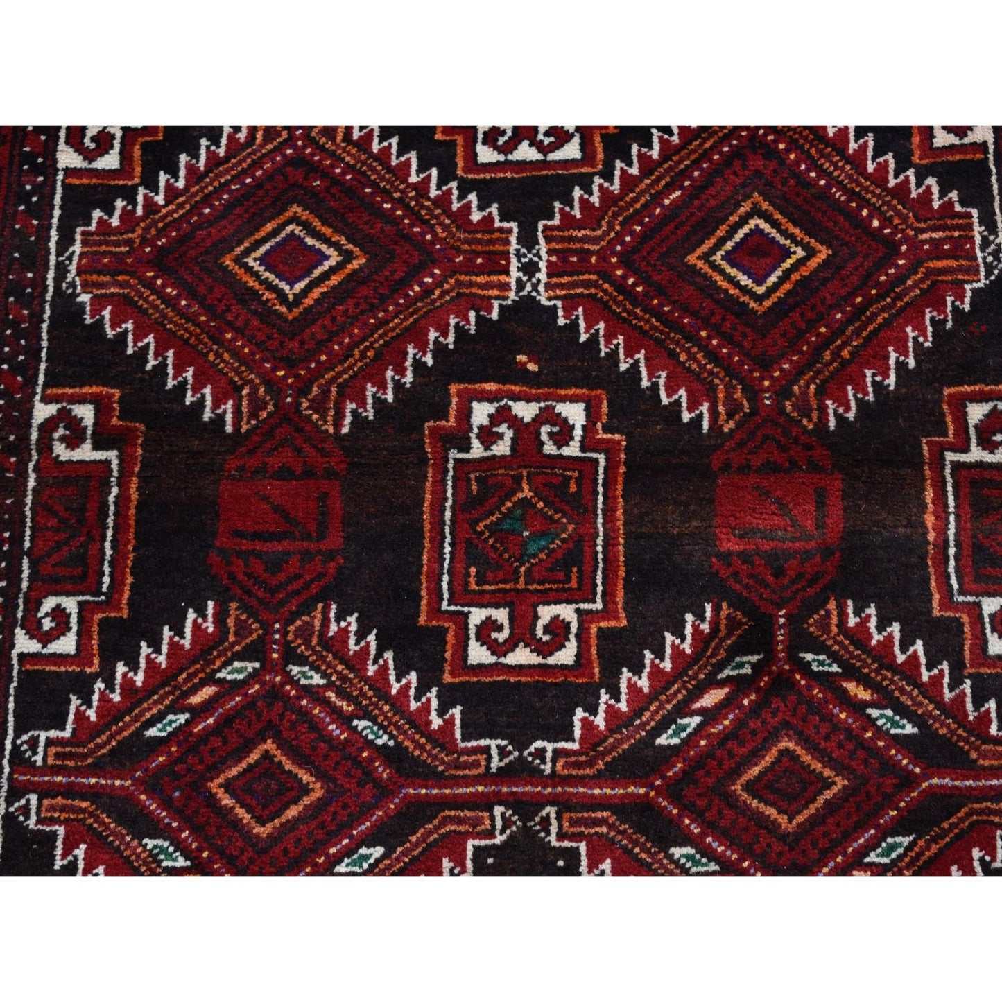 3'7"X6'5" Brown Vintage Zoroastrian Balooch Pure Wool Hand Knotted Rug