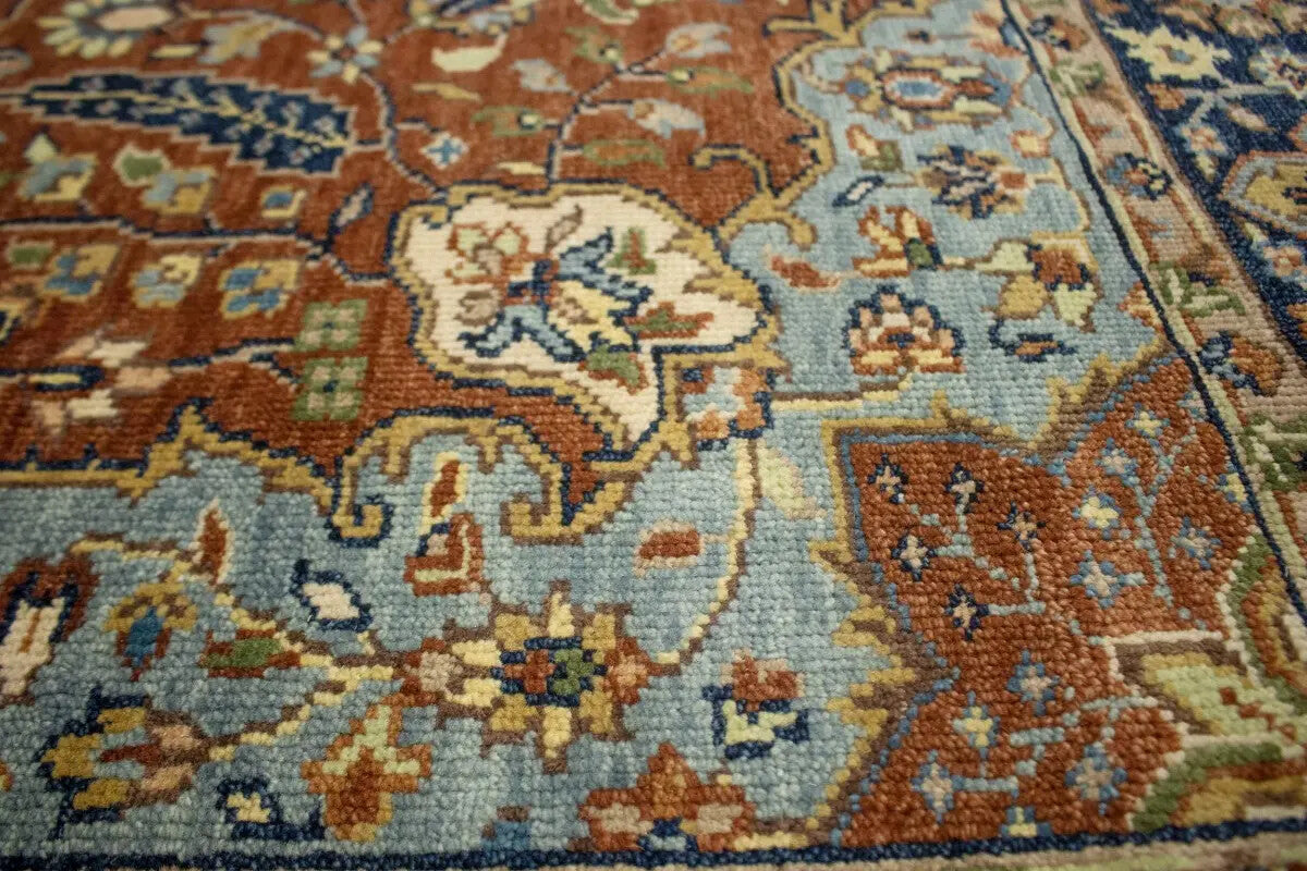 6X9 Ft Handmade Rust Serapi Oriental Rug Farmho