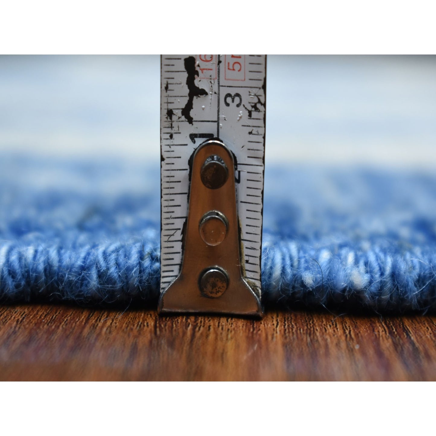 5'10"X8'9" Soft Wool Hand Knotted Denim Blue Maze Design Rug