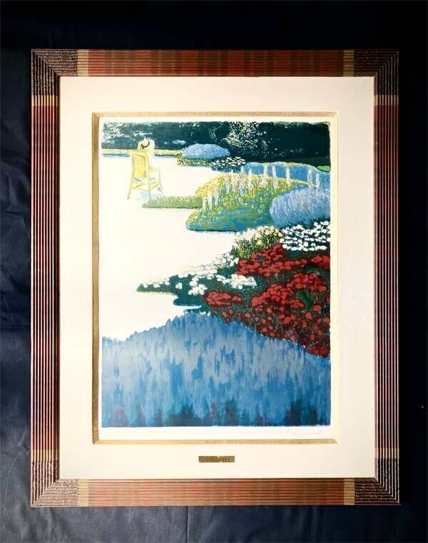 Jean-Pierre Cassigneul Lithograph 'Summer Garden' Signed Framed Large Pieace