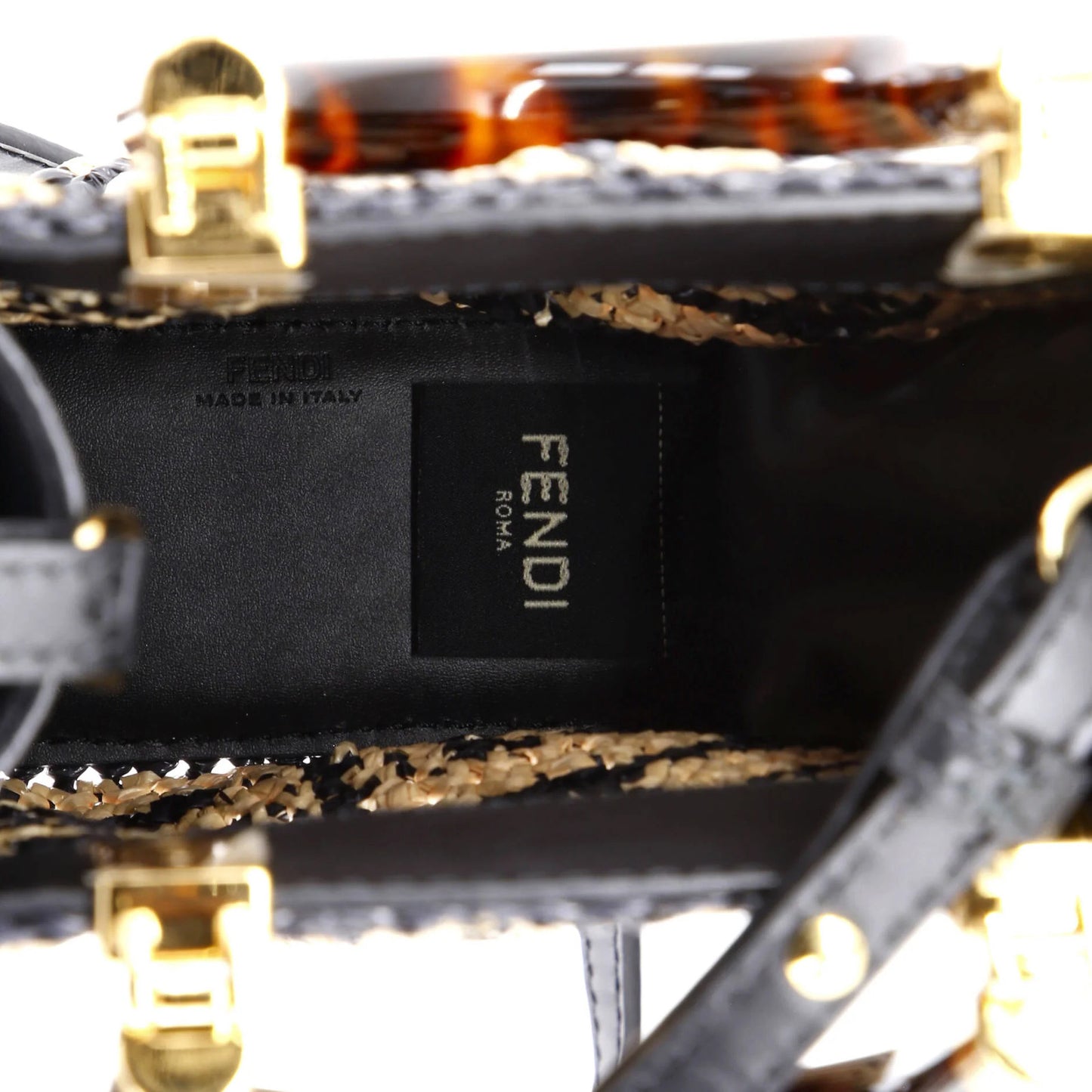 Fendi Sunshine Shopper Tote Zucca Raffia Mini