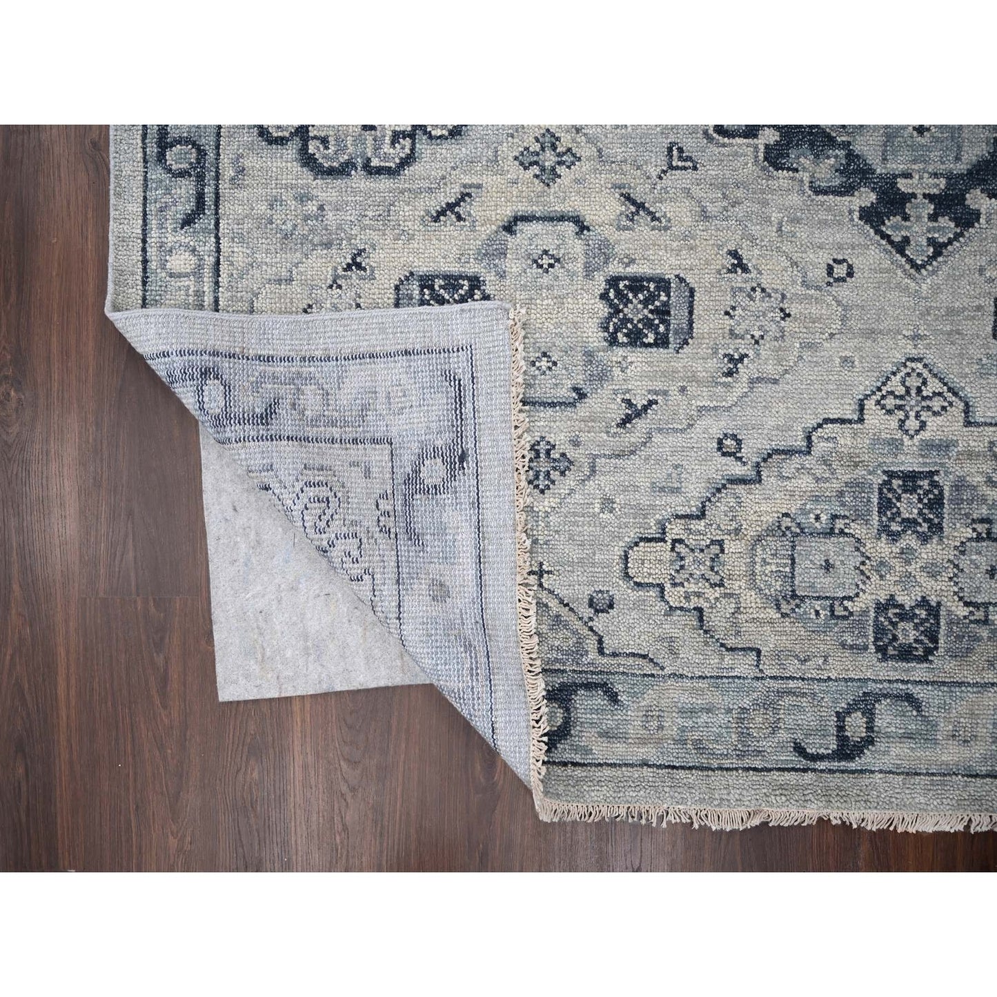 12'X17'9" Gray Hand Knotted Anatolian Design Organic Wool Oversized Rug