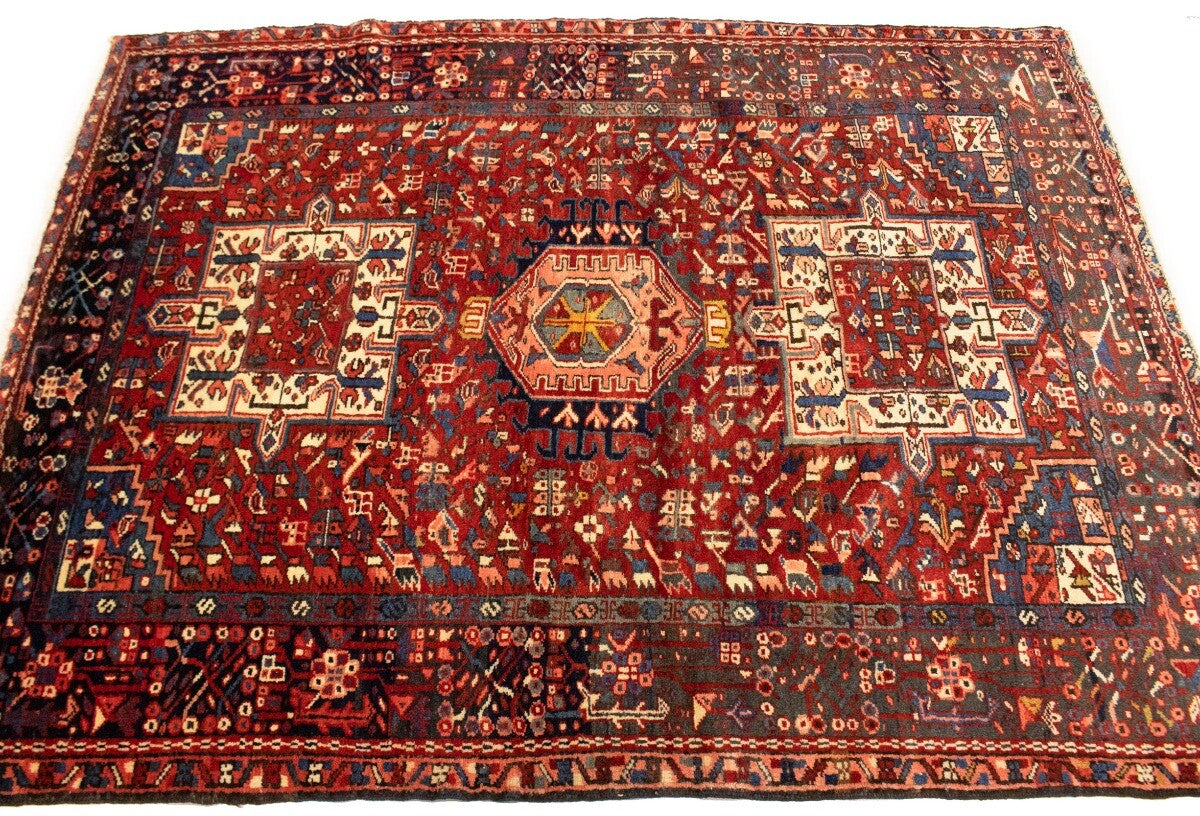 Semi-Antique Karajeh Oriental Rug Red Tribal