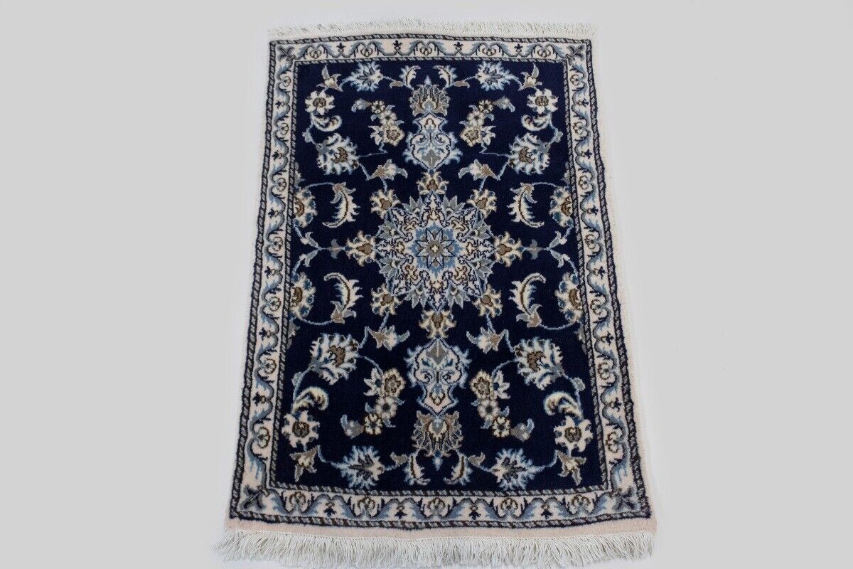 Handmade Traditional Navy Thick Pile Rug Small