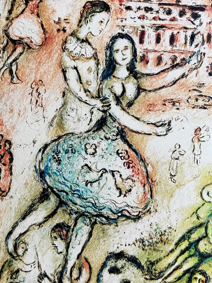 Marc Chagall Signed Mourlot Coa Lithograph Op