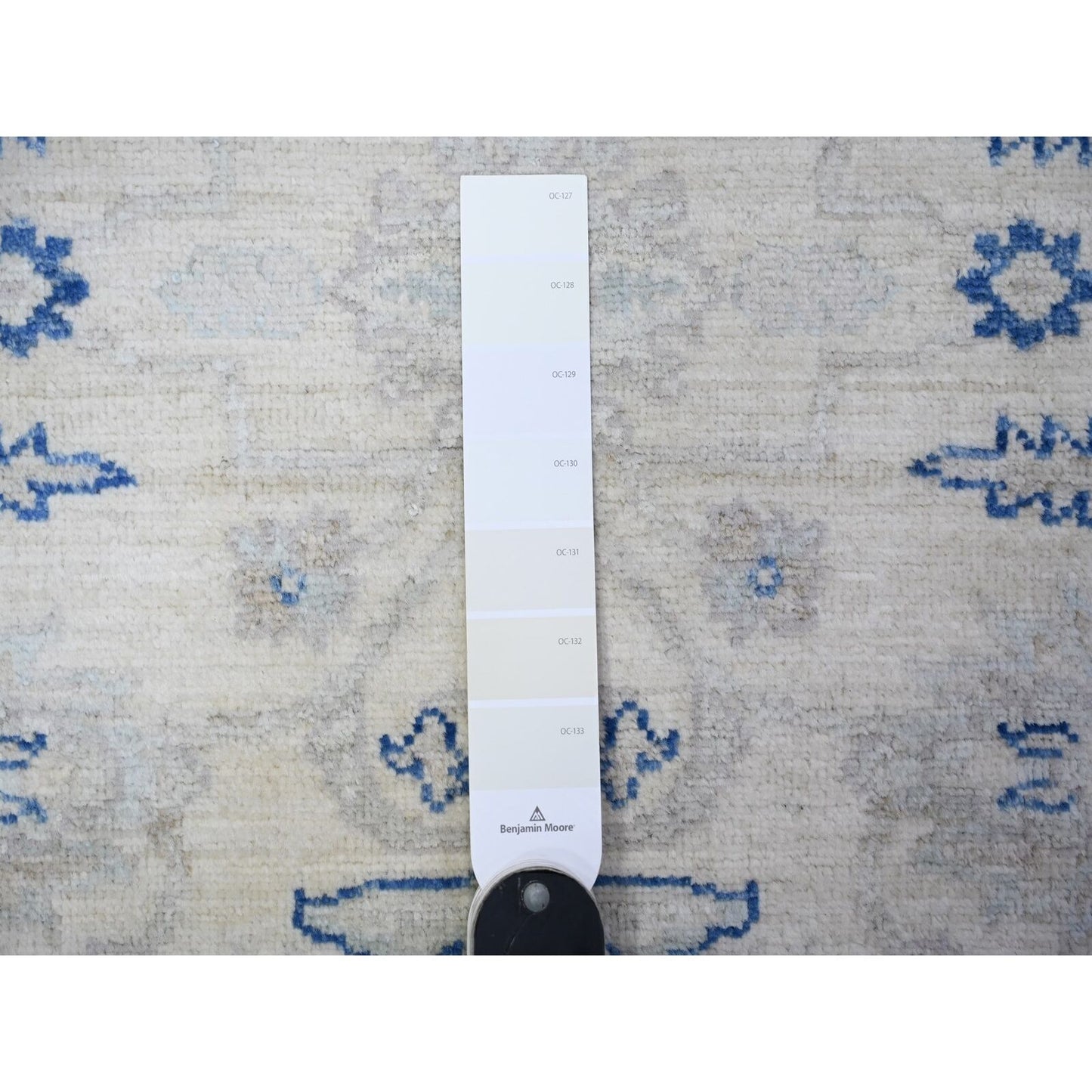 2'8"X11'10" White Hand Knotted Wool White Wash Peshawar Runner Rug