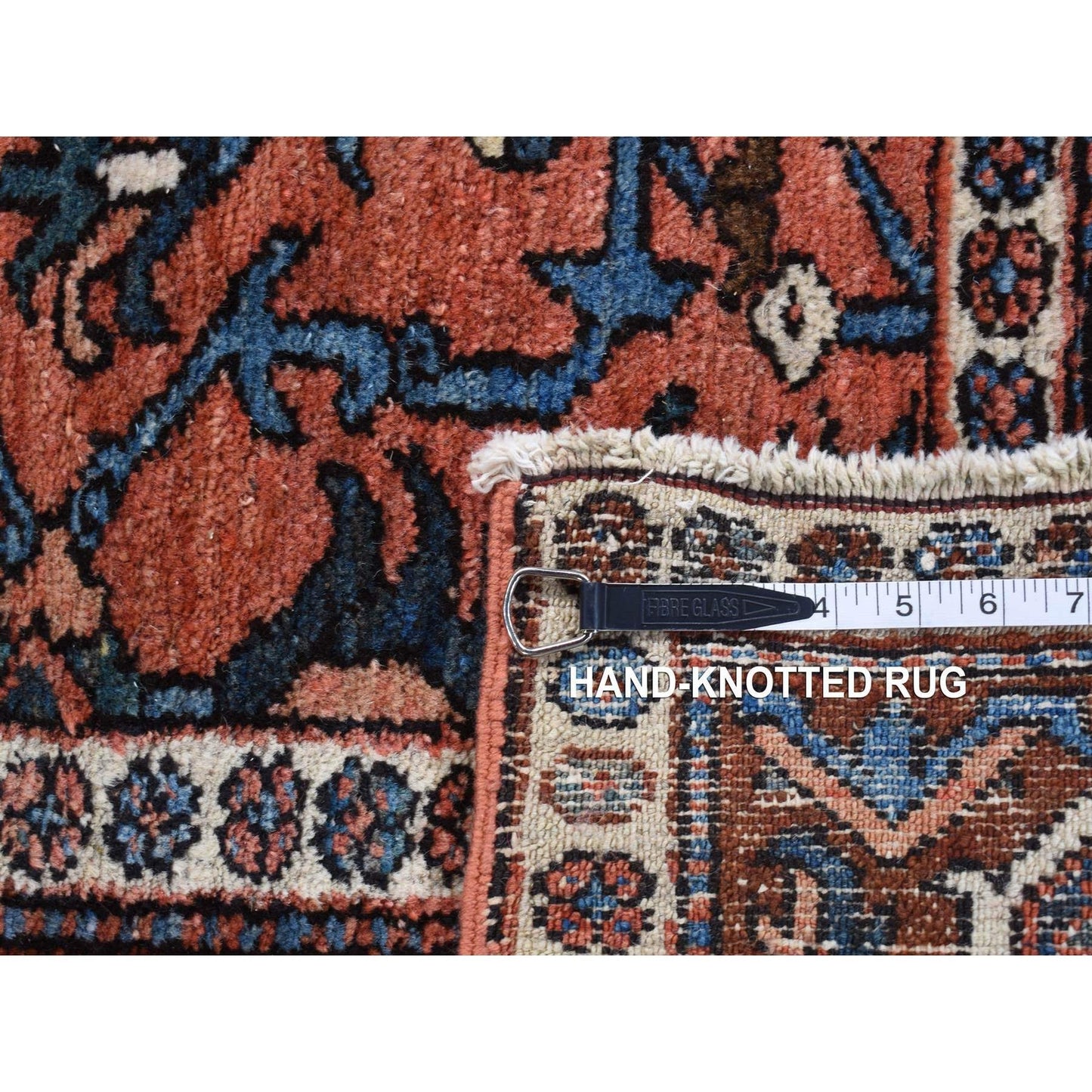 4'9"X6'1" Red Antique Zoroastrian Heris Hand Knotted Pure Wool Clean Rug