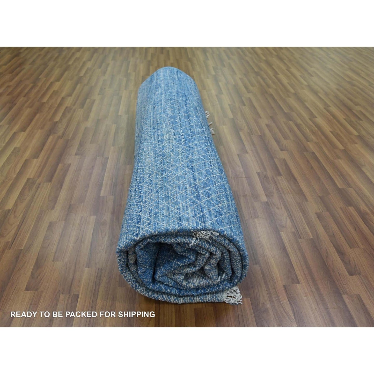 10'X14'4" Blue Pure Wool Hand Knotted Modern Chiaroscuro Collection Rug