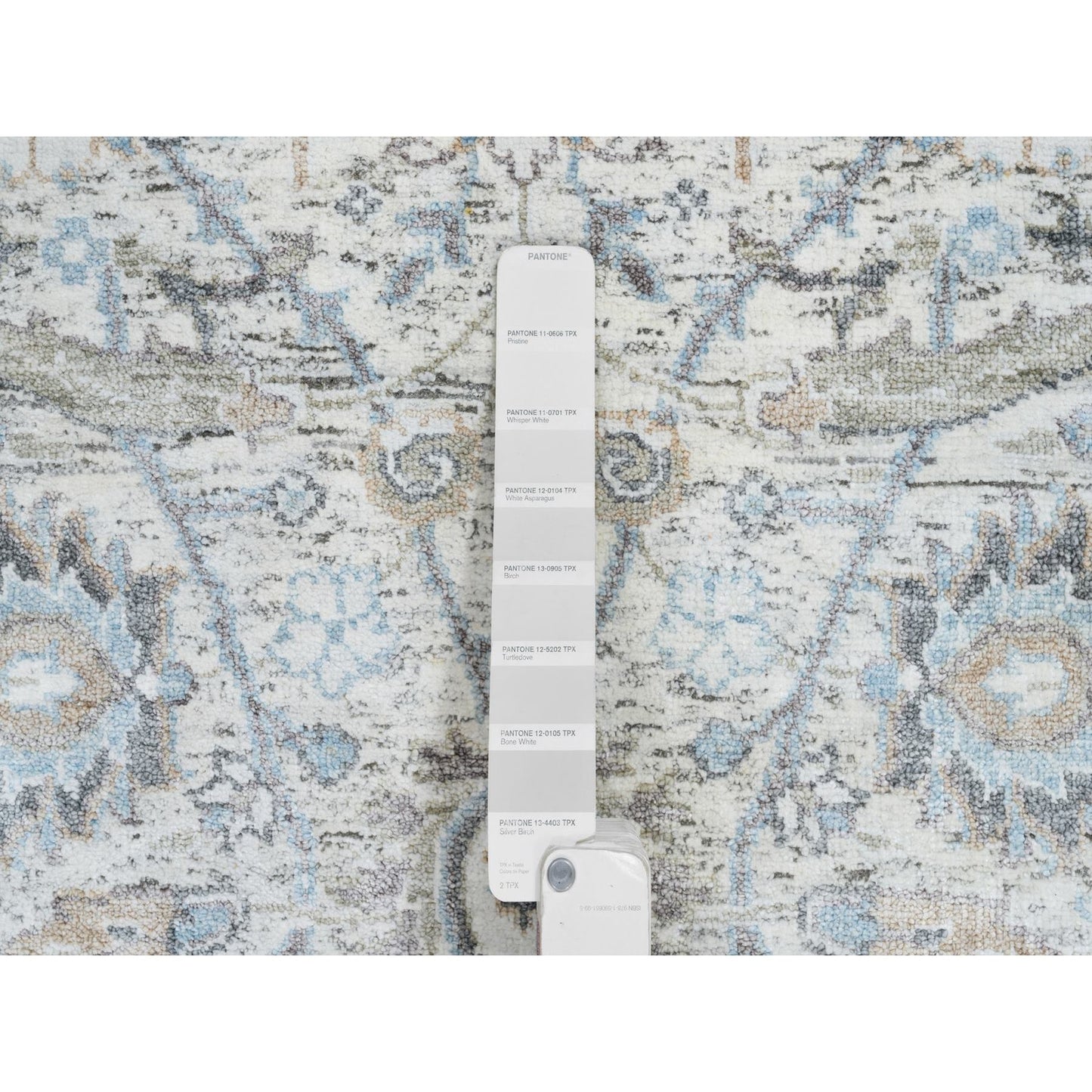 2'6"X18'1" Ivory Silk/Wool Hand Knotted Sickle Leaf Design Xl Runner Rug