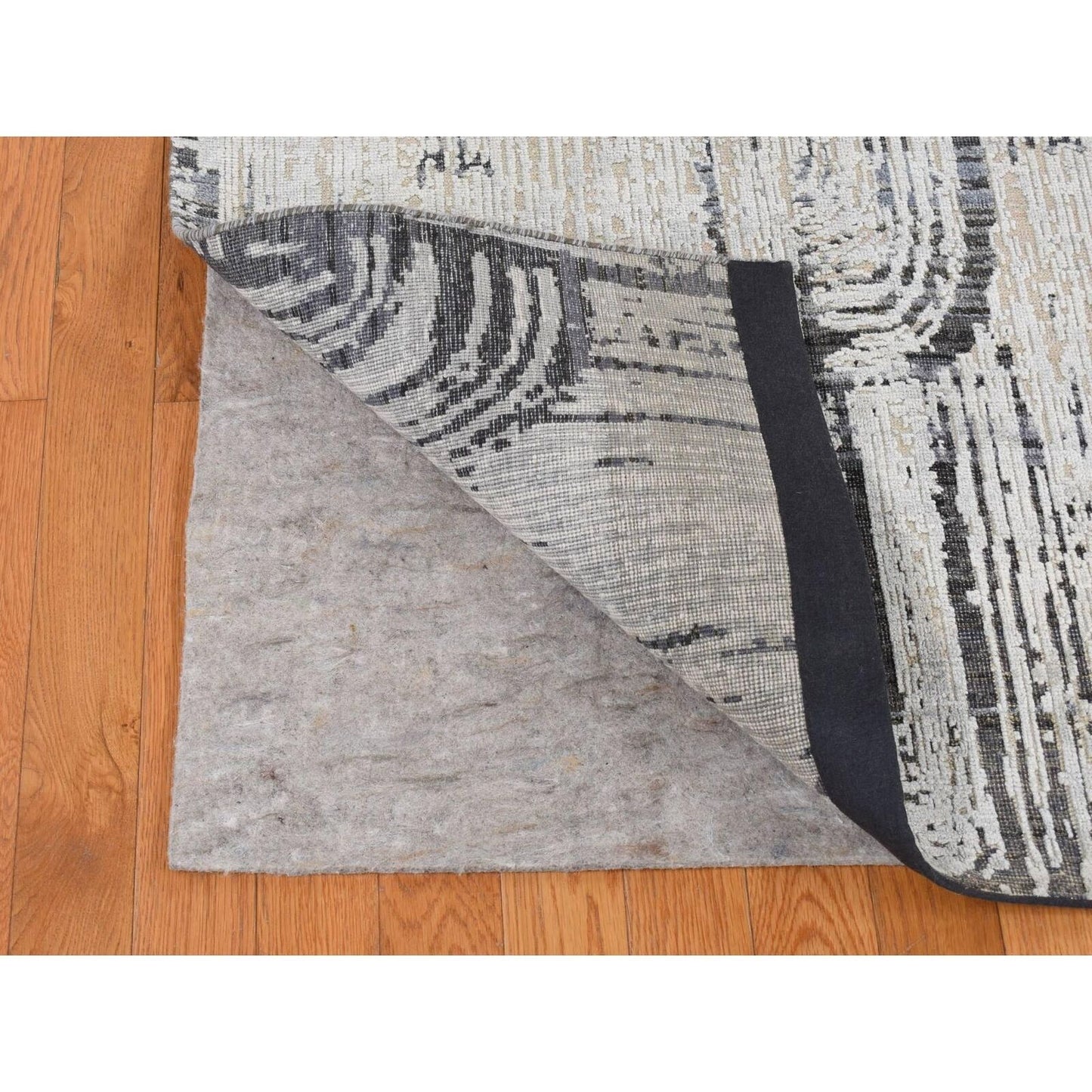 10'X14'5" Gray The Cane Design Silk With Wool Hand Knotted Rug