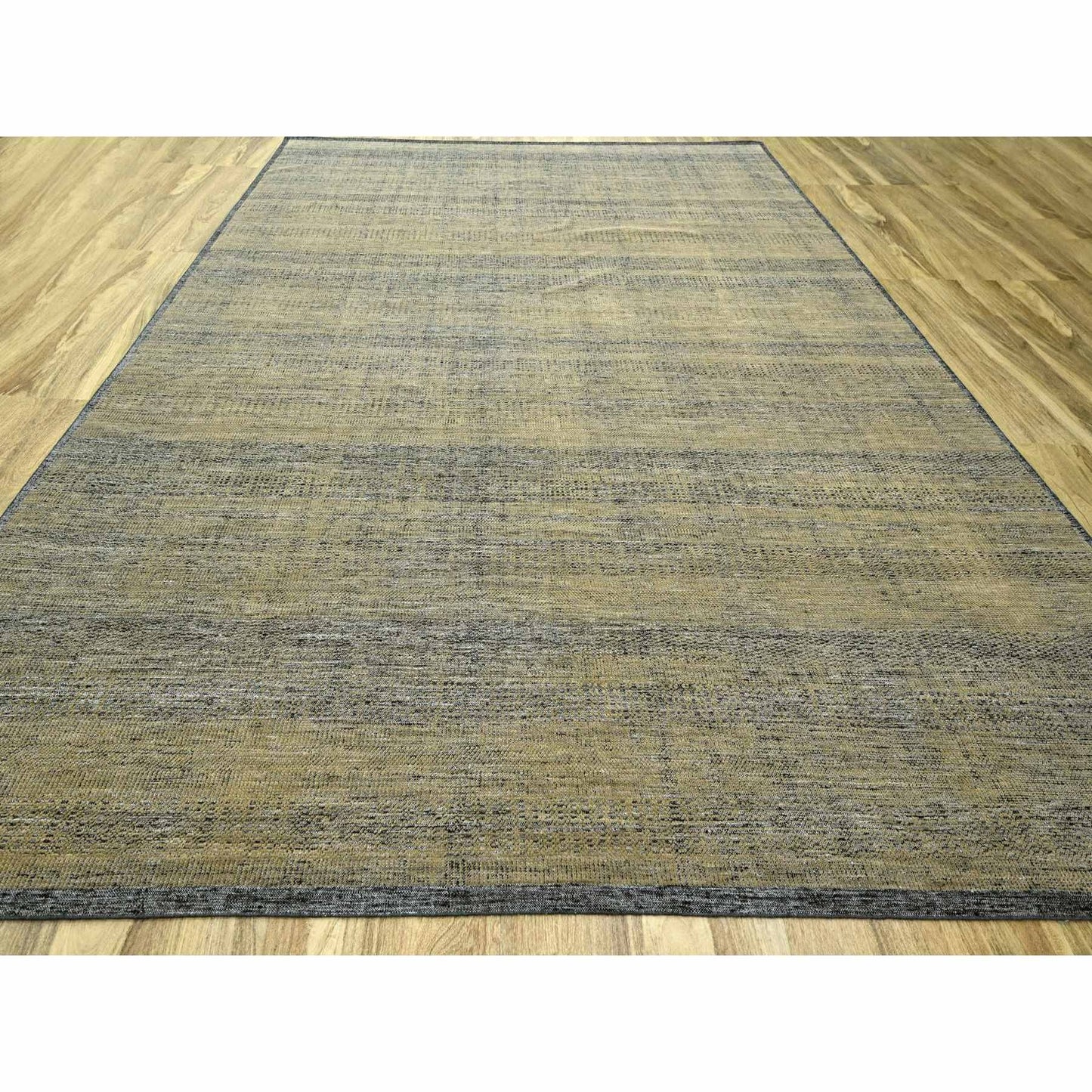 11'10"X15' Brown & Black Oxidized Grass Design Wool Hand Knotted Xl Rug