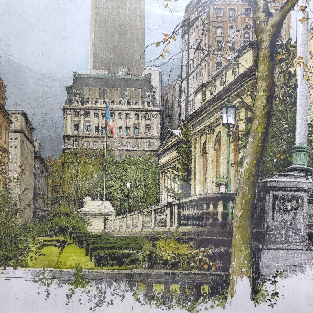Robert Kasimir Color Etching "New York Empire State Building" Signed, Framed