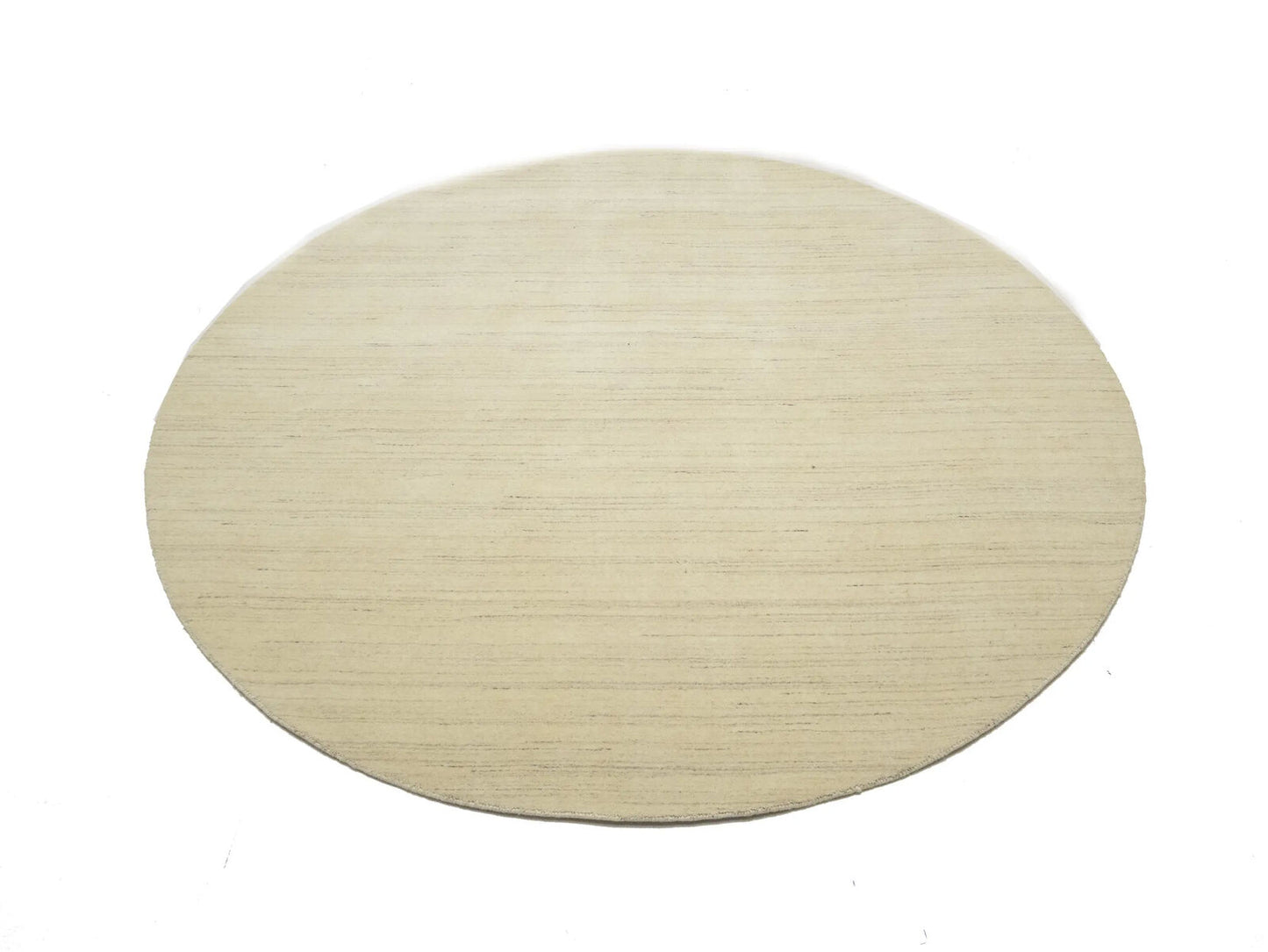 Cream Solid Hand-Loomed 8X8 Gabbeh Wool Rug
