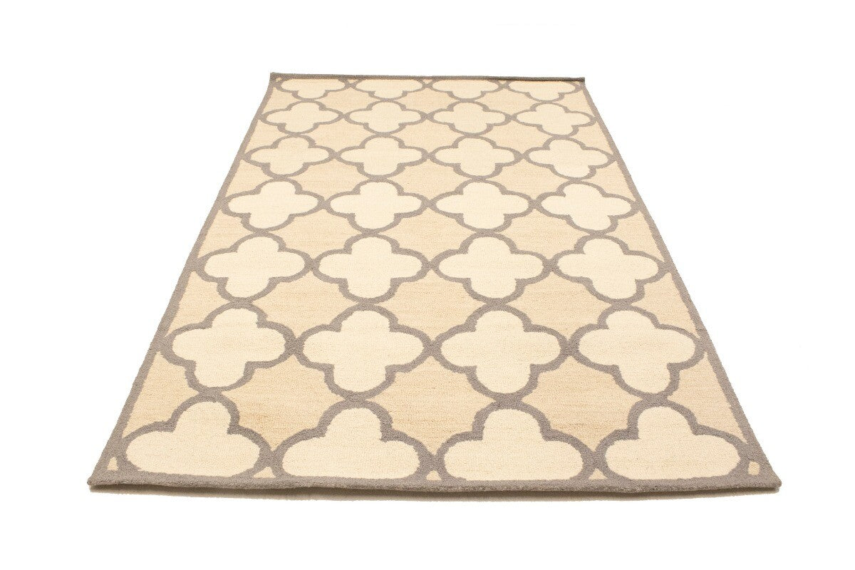 Cream Beige Trellis Style Rug Hand-Tufted Modern