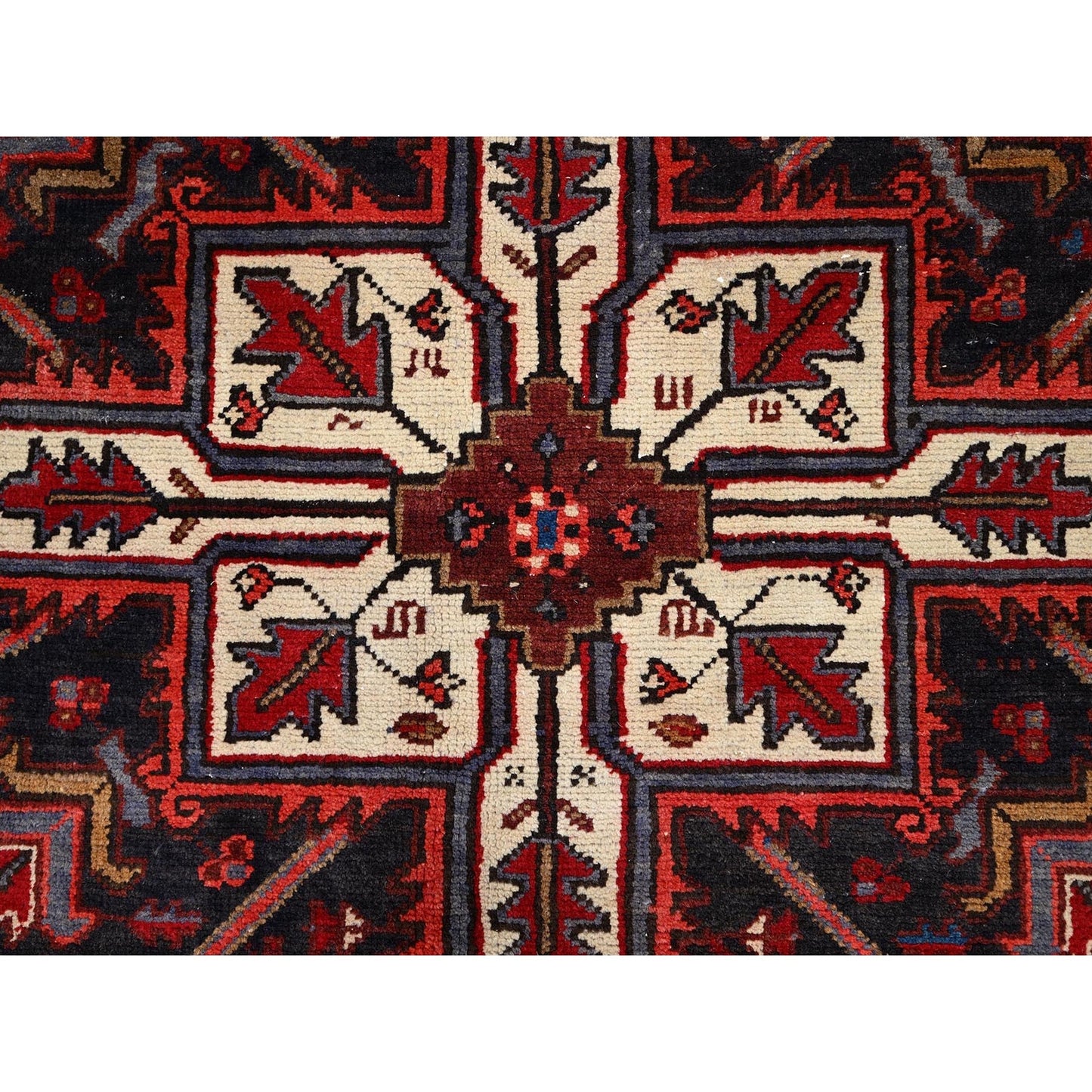 6'8"X9'5" Harvest Apple Red Hand Knotted Vintage Heris Cleaned Abrash Rug