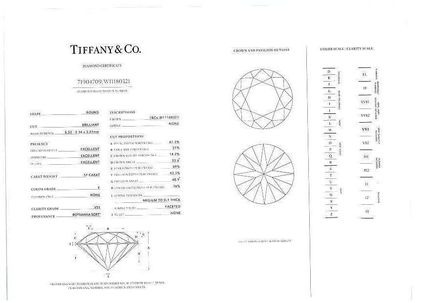 Tiffany&Co. Ring Harmony Solitaire Diamond 0.57Ct E Vs1 3Ex Us5.75-6 Pt950