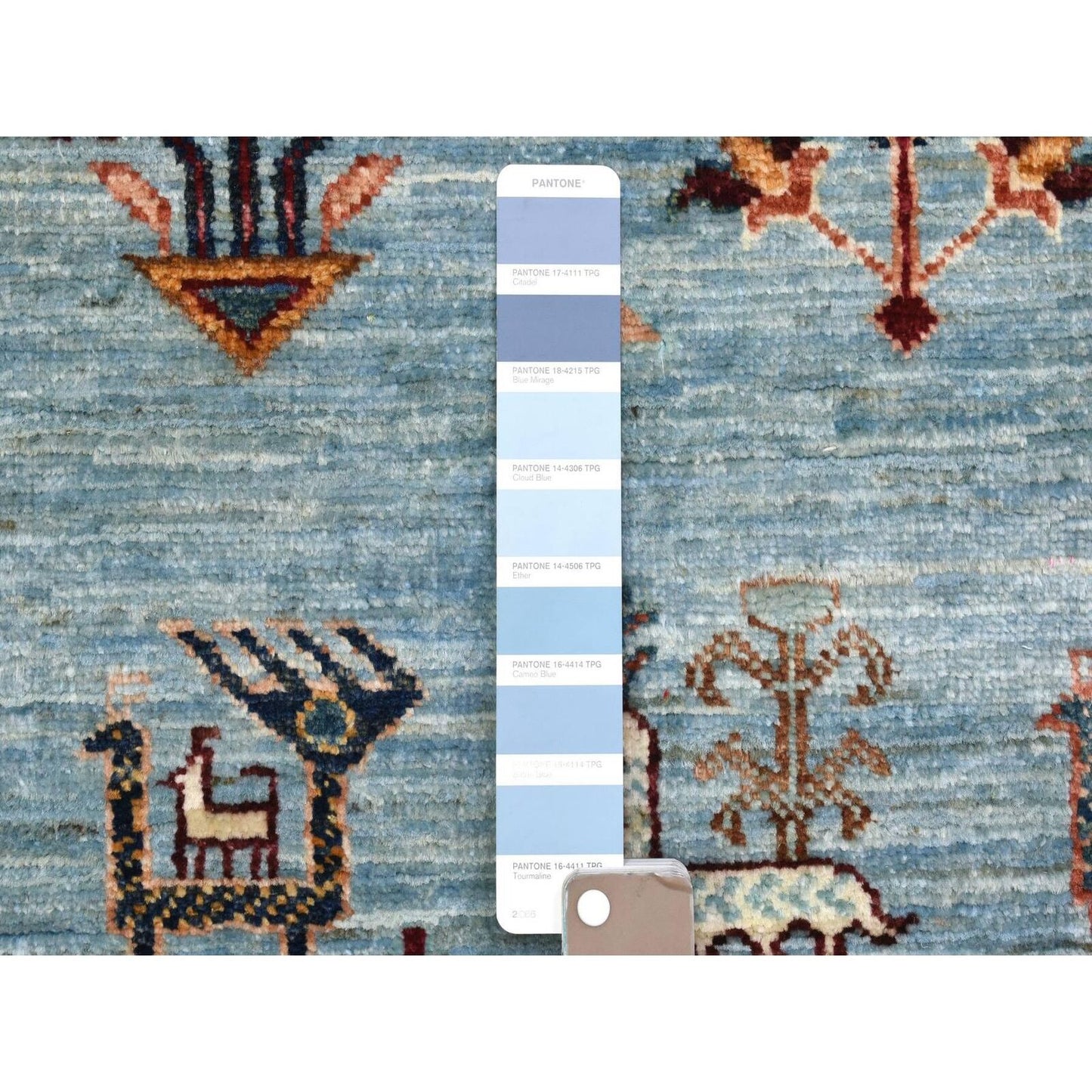 2'9"X9'10" Blue Super Kazak Khorjin Design Wool Hand Knotted Runner Rug