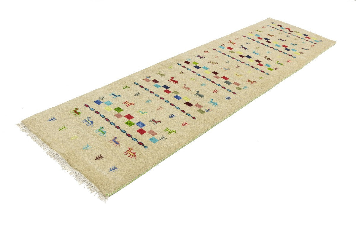 Hand-Knotted Tribal Indo-Gabbeh Pictorial Runner