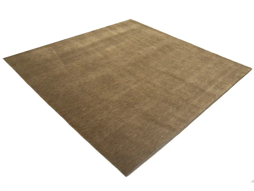 Solid Brown Hand-Loomed 8X8 Gabbeh Wool Rug