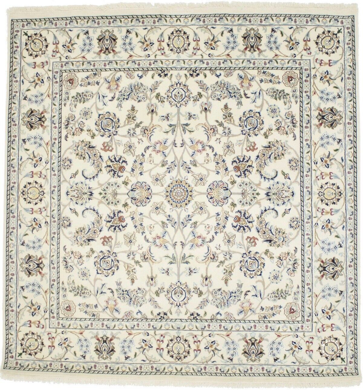 Handmade Indo-Nain Classic Floral Design Wool